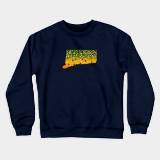 Brook Trout Fish Connecticut State Map Fishing Gifts Crewneck Sweatshirt